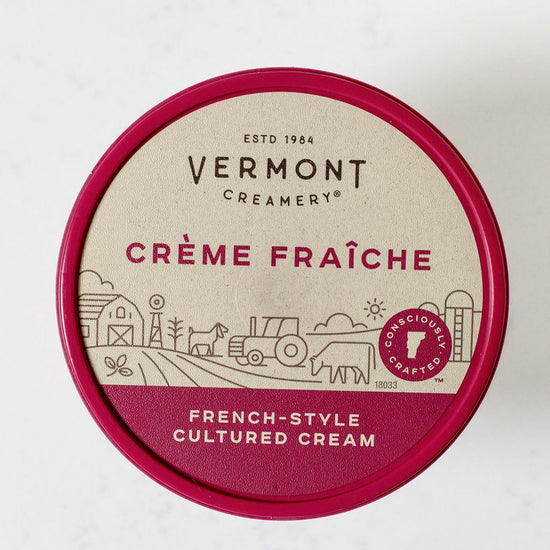 Vermont Creamery Crème Fraiche container on a white background