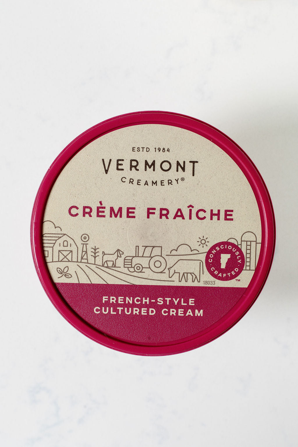 Vermont Creamery Crème Fraiche container on a white background