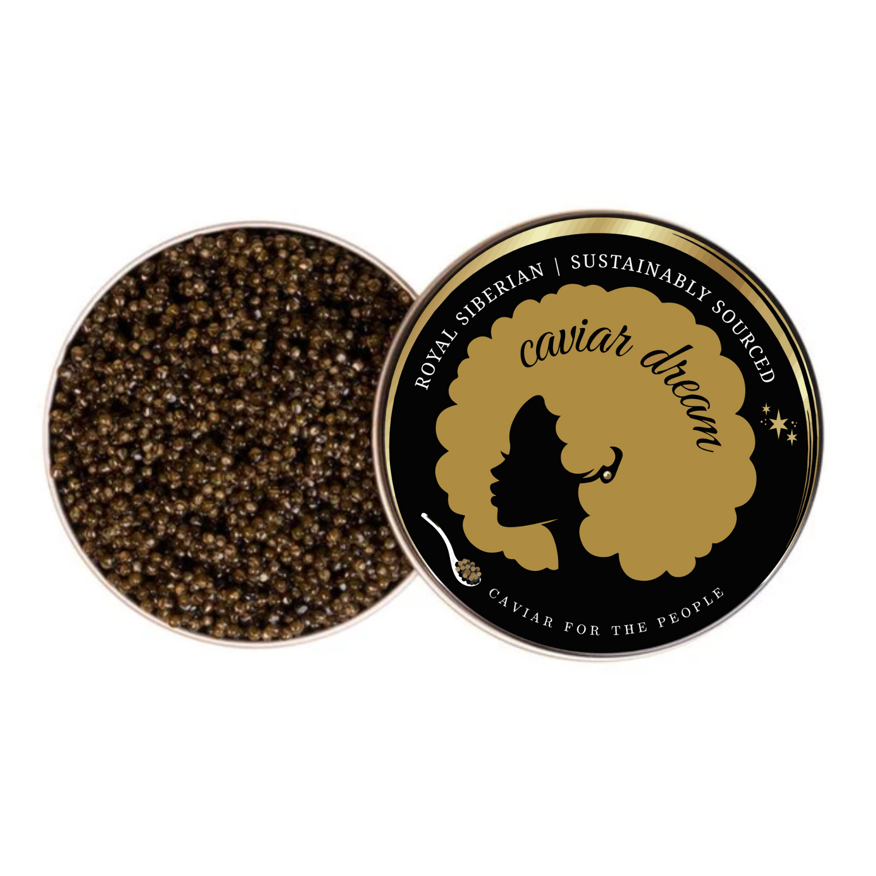 Caviar in a branded container with 'Caviar Dream' logo on a white background