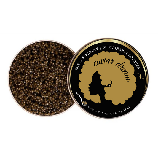 Caviar in a branded container with 'Caviar Dream' logo on a white background